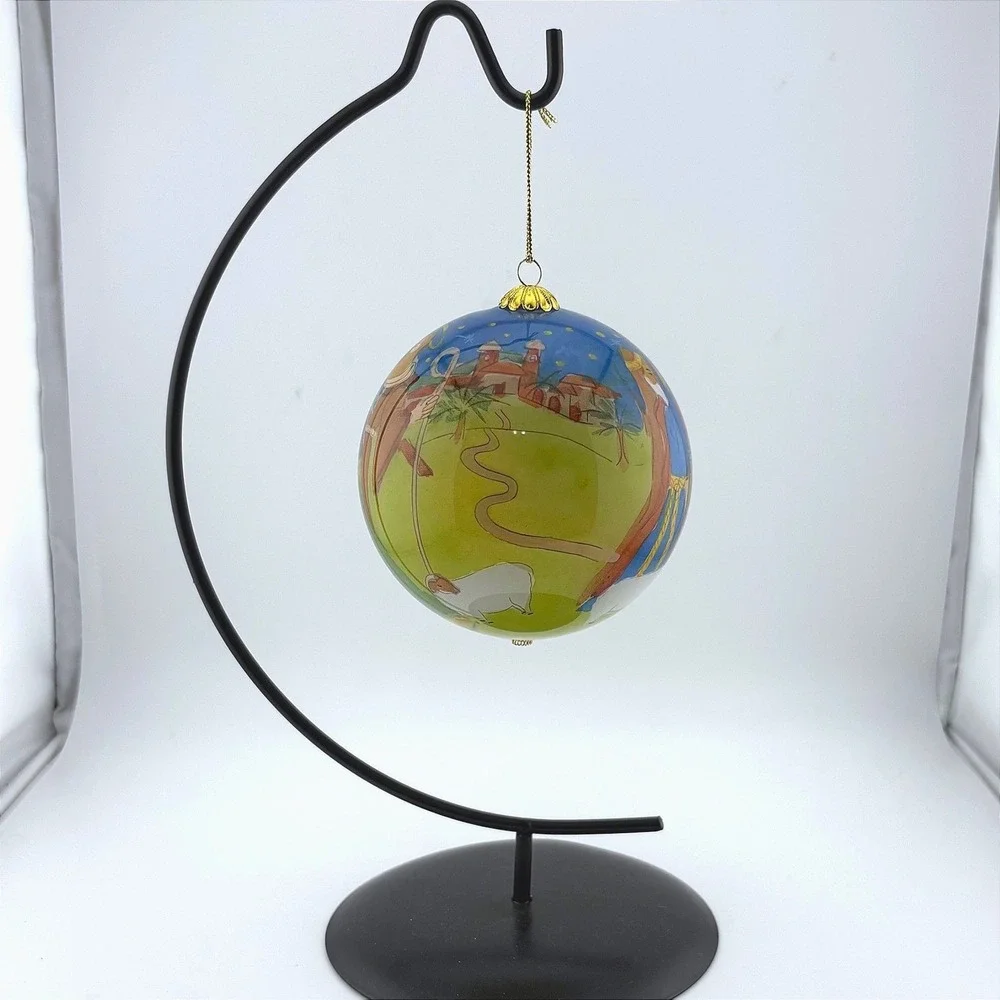 Pier 1 Li Bien 2004 Nativity Scene Inside Painted Glass Christmas Ornament Ball